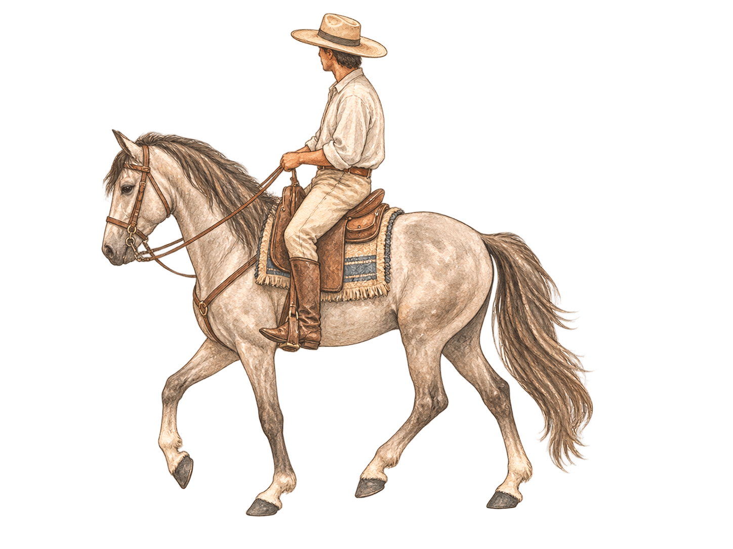 Ilustración ecuestre en Blue Tierra Lamas